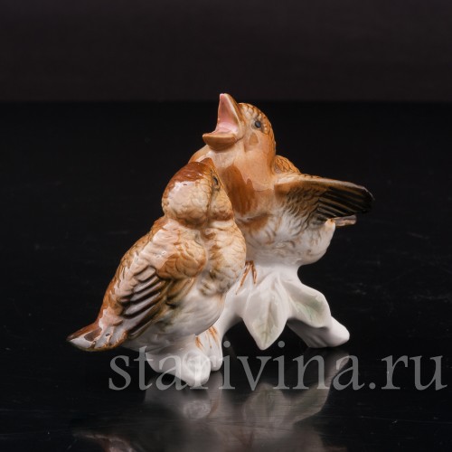Фигурка птиц из фарфора Два птенца, миниатюра Karl Ens, Германия, вт. пол. 20 в.