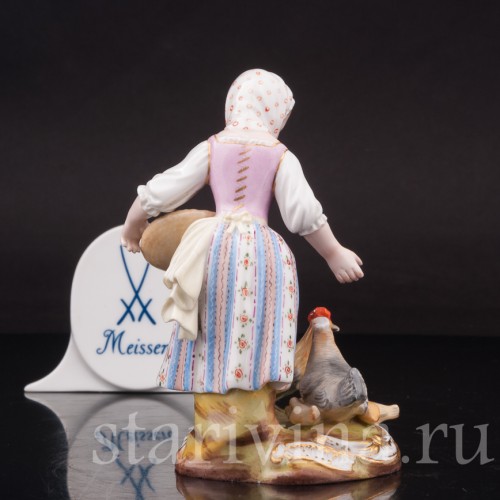 Фарфоровая статуэтка Девочка, кормящая птиц, Meissen, Германия, 19 в.