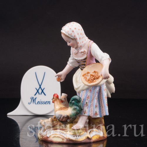 Фарфоровая статуэтка Девочка, кормящая птиц, Meissen, Германия, 19 в.