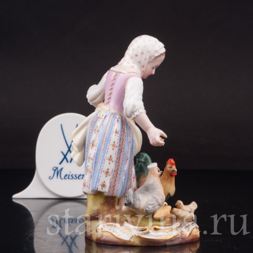 Фарфоровая статуэтка Девочка, кормящая птиц, Meissen, Германия, 19 в.