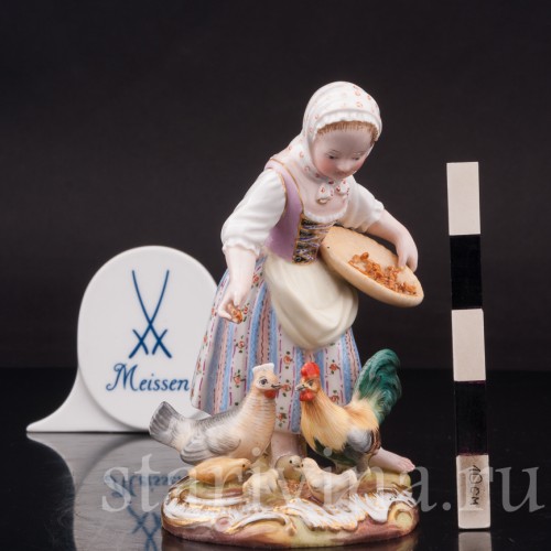 Фарфоровая статуэтка Девочка, кормящая птиц, Meissen, Германия, 19 в.