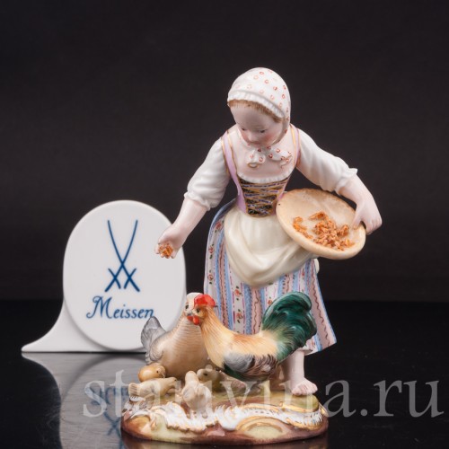 Фарфоровая статуэтка Девочка, кормящая птиц, Meissen, Германия, 19 в.