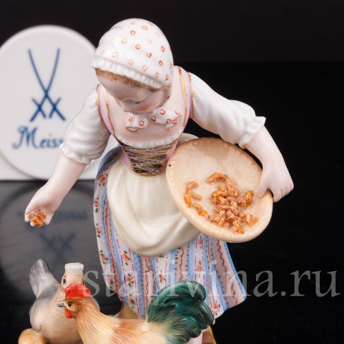 Фарфоровая статуэтка Девочка, кормящая птиц, Meissen, Германия, 19 в.