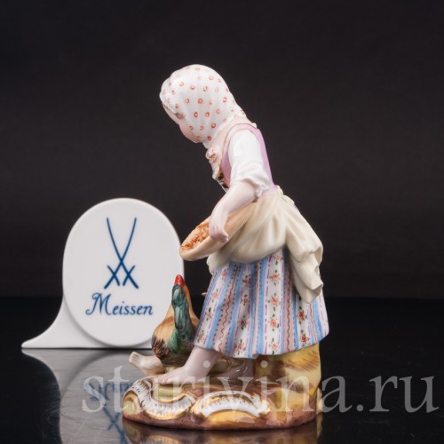 Фарфоровая статуэтка Девочка, кормящая птиц, Meissen, Германия, 19 в.