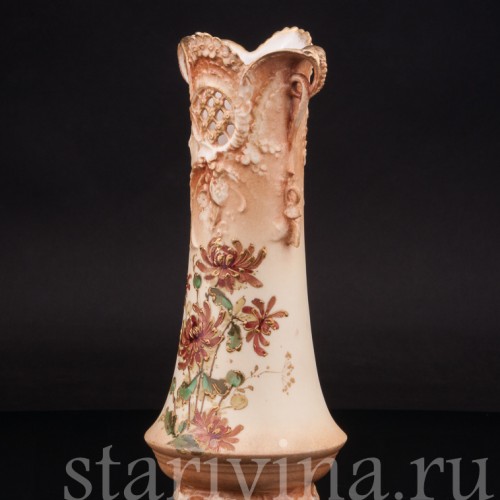 Ваза из фарфора Алые астры, Ernst Wahliss, Австрия, нач. 20 в.