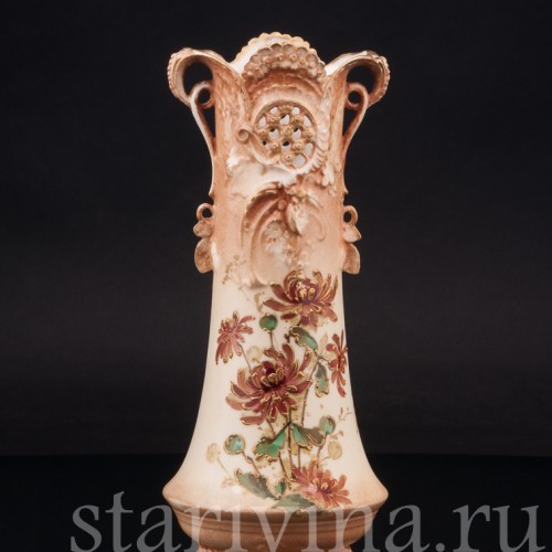 Ваза из фарфора Алые астры, Ernst Wahliss, Австрия, нач. 20 в.