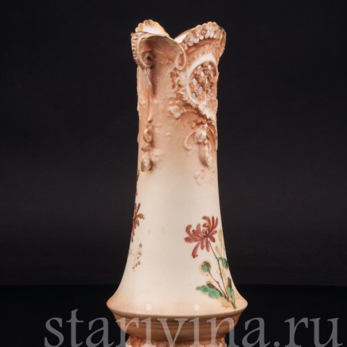 Ваза из фарфора Алые астры, Ernst Wahliss, Австрия, нач. 20 в.