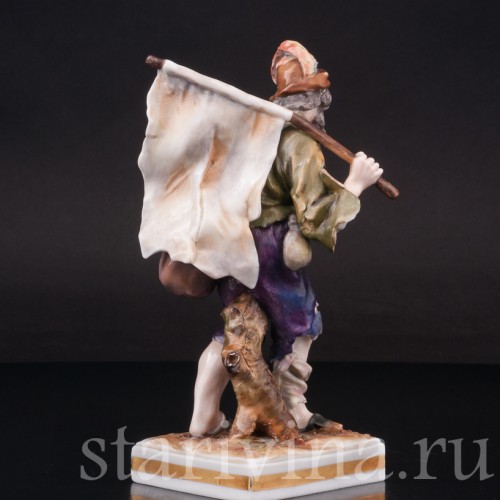 Статуэтка из фарфора Нищий с флагом, Дрезден, Германия, нач. 20 в.