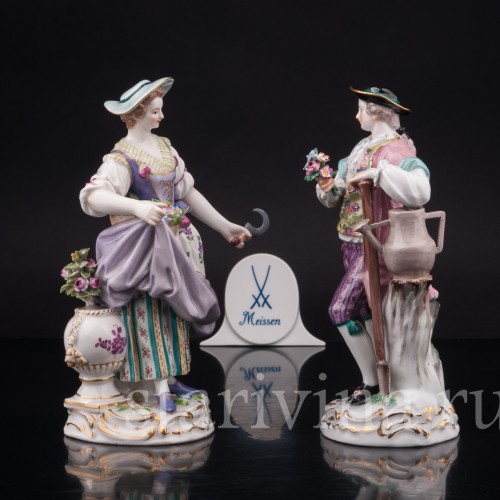 Фарфоровые статуэтки Пара садовников, Meissen, Германия, 1930-40 гг.