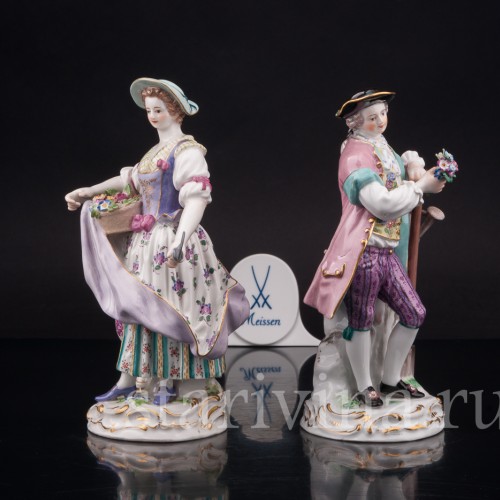 Фарфоровые статуэтки Пара садовников, Meissen, Германия, 1930-40 гг.