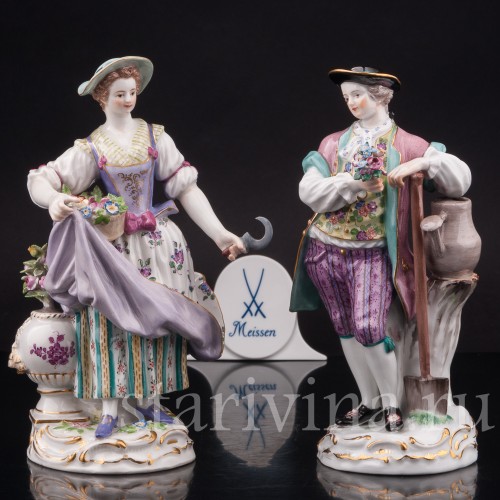 Фарфоровые статуэтки Пара садовников, Meissen, Германия, 1930-40 гг.