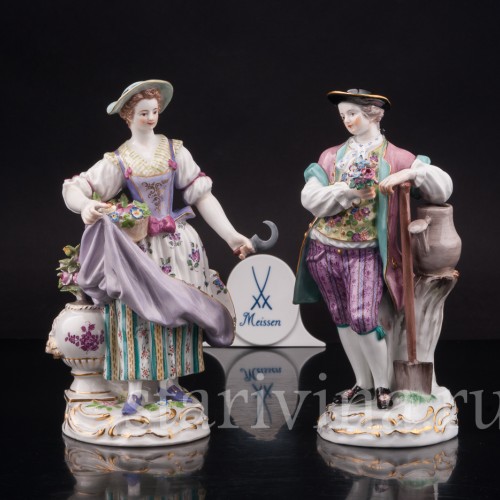 Фарфоровые статуэтки Пара садовников, Meissen, Германия, 1930-40 гг.
