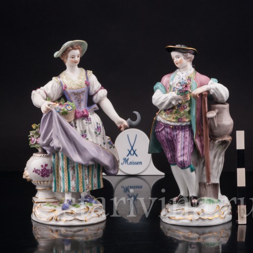 Фарфоровые статуэтки Пара садовников, Meissen, Германия, 1930-40 гг.
