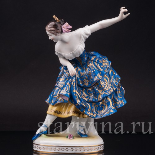 Фарфоровая статуэтка танцовщицы Фанни Эльслер, Volkstedt, Германия, до 1936 г.