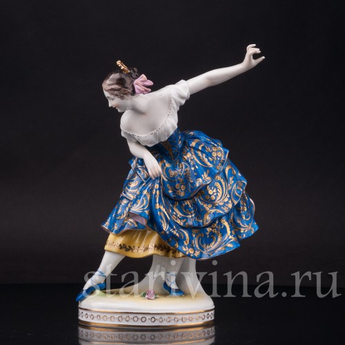 Фарфоровая статуэтка танцовщицы Фанни Эльслер, Volkstedt, Германия, до 1936 г.