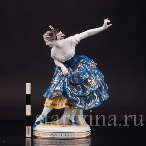 Фарфоровая статуэтка танцовщицы Фанни Эльслер, Volkstedt, Германия, до 1936 г.