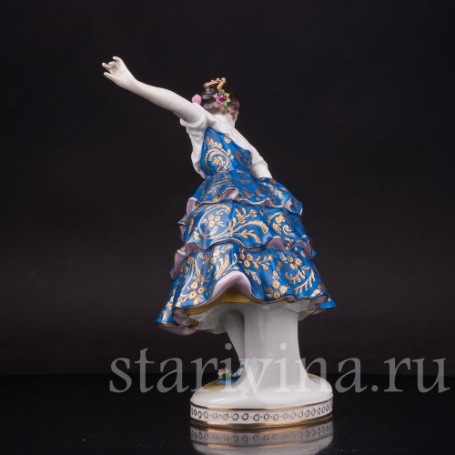 Фарфоровая статуэтка танцовщицы Фанни Эльслер, Volkstedt, Германия, до 1936 г.