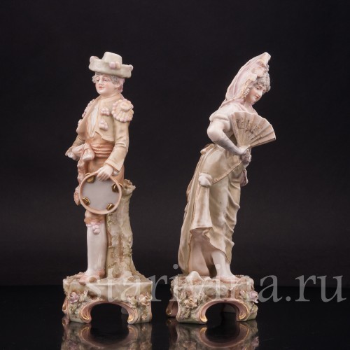 Фарфоровые статуэтки Пара в испанских костюмах, Royal Dux, Чехия, нач. 20. в.