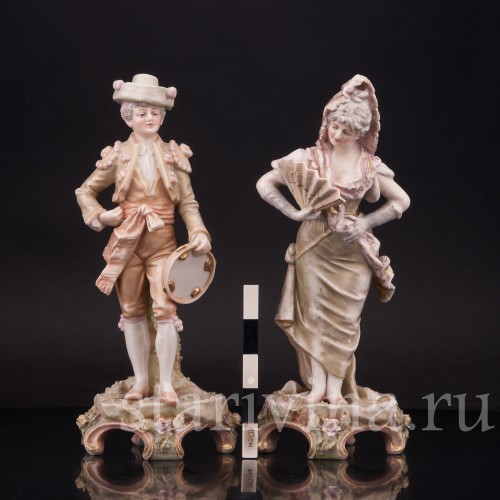 Фарфоровые статуэтки Пара в испанских костюмах, Royal Dux, Чехия, нач. 20. в.