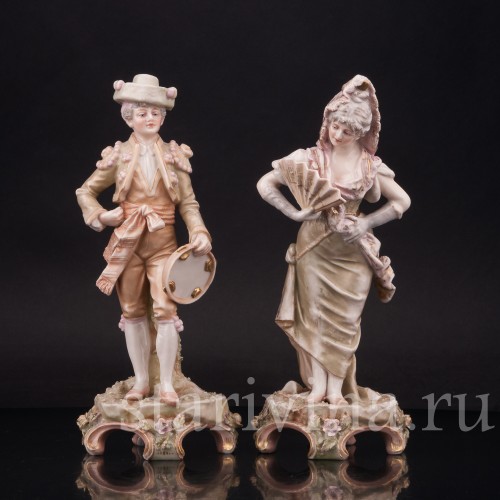 Фарфоровые статуэтки Пара в испанских костюмах, Royal Dux, Чехия, нач. 20. в.