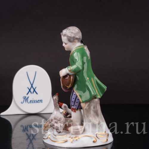 Фарфоровая статуэтка Мальчик, кормящий гусей, Meissen, Германия, сер. 19 - нач. 20 вв.