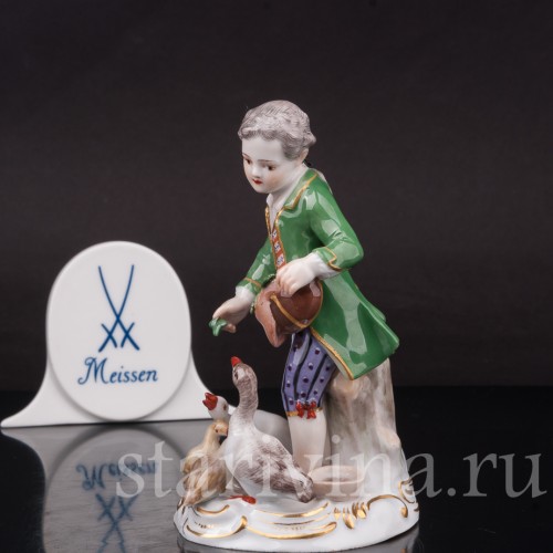 Фарфоровая статуэтка Мальчик, кормящий гусей, Meissen, Германия, сер. 19 - нач. 20 вв.