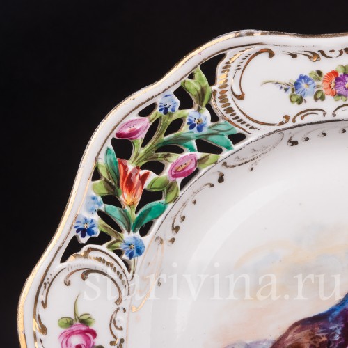 Декоративная тарелка из фарфора Тетерев и тетёрка, Carl Thieme, Германия, нач. 20 в.