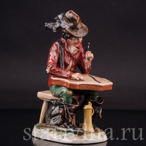 Статуэтка из фарфора Странствующий музыкант с цимбалами, Ernst Bohne Sohne, Германия, нач. 20 в.