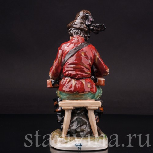 Статуэтка из фарфора Странствующий музыкант с цимбалами, Ernst Bohne Sohne, Германия, нач. 20 в.