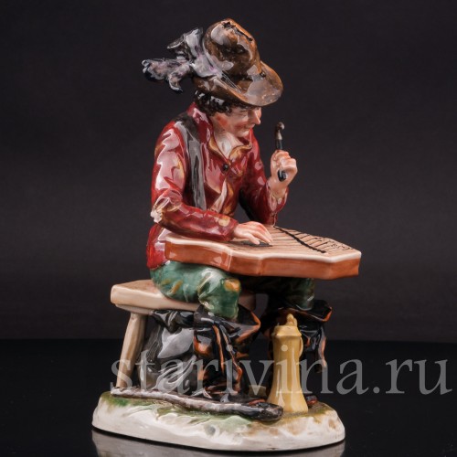 Статуэтка из фарфора Странствующий музыкант с цимбалами, Ernst Bohne Sohne, Германия, нач. 20 в.