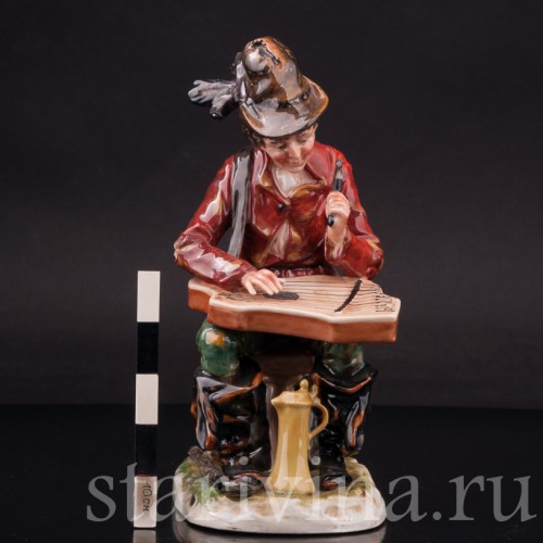 Статуэтка из фарфора Странствующий музыкант с цимбалами, Ernst Bohne Sohne, Германия, нач. 20 в.