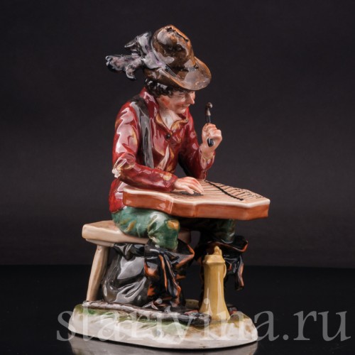 Статуэтка из фарфора Странствующий музыкант с цимбалами, Ernst Bohne Sohne, Германия, нач. 20 в.