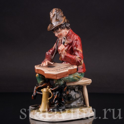 Статуэтка из фарфора Странствующий музыкант с цимбалами, Ernst Bohne Sohne, Германия, нач. 20 в.