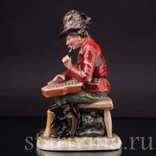 Статуэтка из фарфора Странствующий музыкант с цимбалами, Ernst Bohne Sohne, Германия, нач. 20 в.