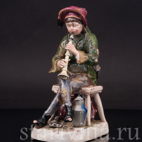 Фарфоровая статуэтка Странствующий музыкант с флейтой, Ernst Bohne Sohne, Германия, нач. 20 в.