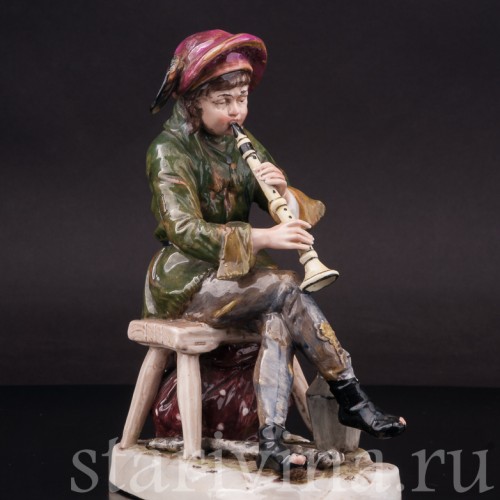 Фарфоровая статуэтка Странствующий музыкант с флейтой, Ernst Bohne Sohne, Германия, нач. 20 в.