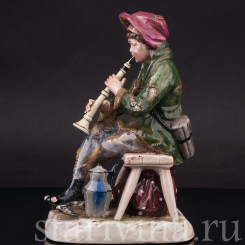 Фарфоровая статуэтка Странствующий музыкант с флейтой, Ernst Bohne Sohne, Германия, нач. 20 в.