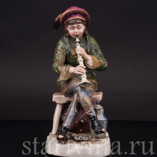 Фарфоровая статуэтка Странствующий музыкант с флейтой, Ernst Bohne Sohne, Германия, нач. 20 в.