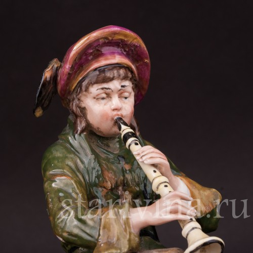 Фарфоровая статуэтка Странствующий музыкант с флейтой, Ernst Bohne Sohne, Германия, нач. 20 в.