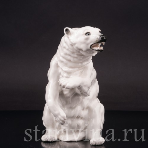 Фарфоровая статуэтка Белый медведь, Sitzendorf, Германия, 1880-1906 гг.