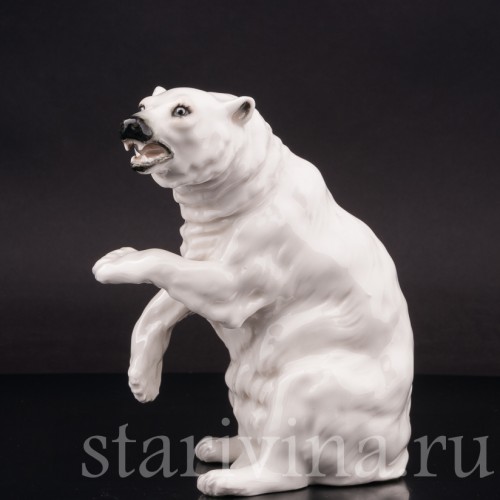 Фарфоровая статуэтка Белый медведь, Sitzendorf, Германия, 1880-1906 гг.
