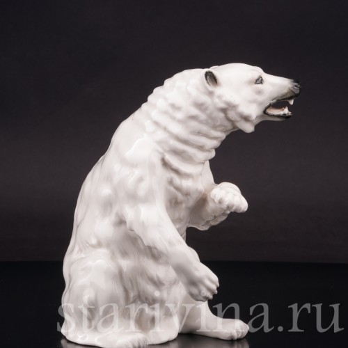 Фарфоровая статуэтка Белый медведь, Sitzendorf, Германия, 1880-1906 гг.