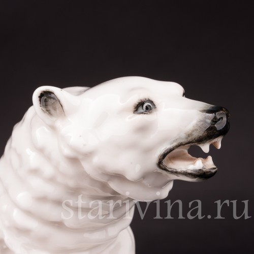Фарфоровая статуэтка Белый медведь, Sitzendorf, Германия, 1880-1906 гг.