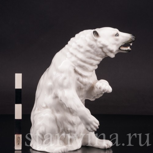 Фарфоровая статуэтка Белый медведь, Sitzendorf, Германия, 1880-1906 гг.