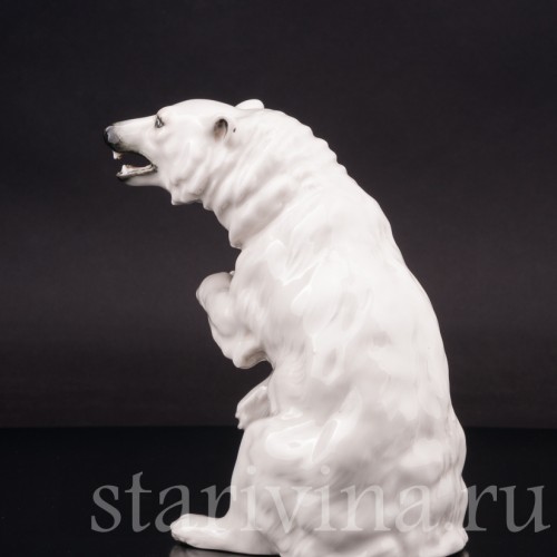 Фарфоровая статуэтка Белый медведь, Sitzendorf, Германия, 1880-1906 гг.