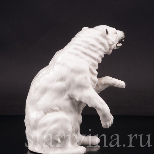 Фарфоровая статуэтка Белый медведь, Sitzendorf, Германия, 1880-1906 гг.