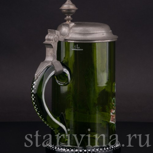 Старинная пивная кружка Любишь гулять, люби и платить, 1/2 л, Германия, 1895 г.