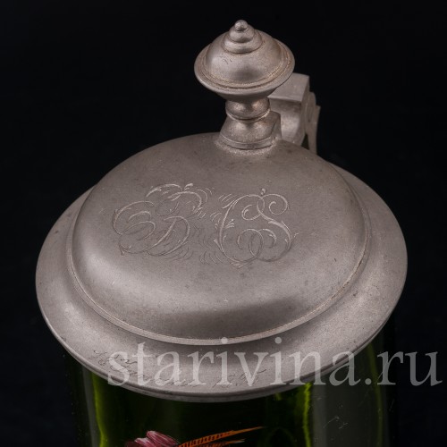 Старинная пивная кружка Любишь гулять, люби и платить, 1/2 л, Германия, 1895 г.