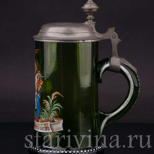 Старинная пивная кружка Любишь гулять, люби и платить, 1/2 л, Германия, 1895 г.