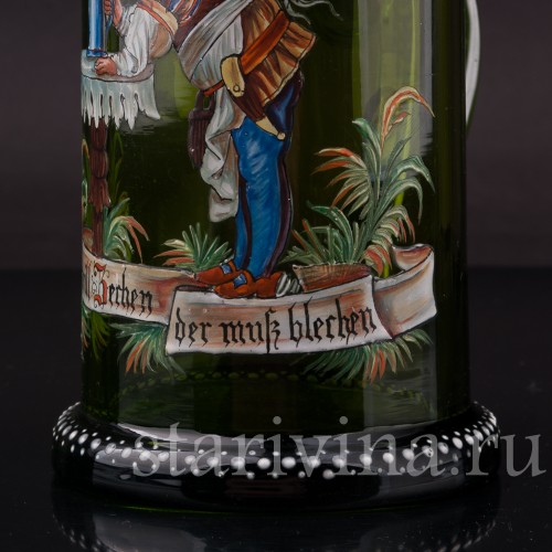 Старинная пивная кружка Любишь гулять, люби и платить, 1/2 л, Германия, 1895 г.